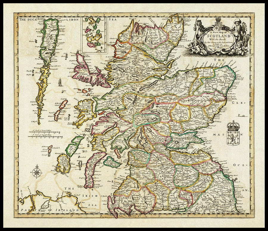 Vintage Photograph - Scotland Antique Vintage Map 1689 by Carol Japp
