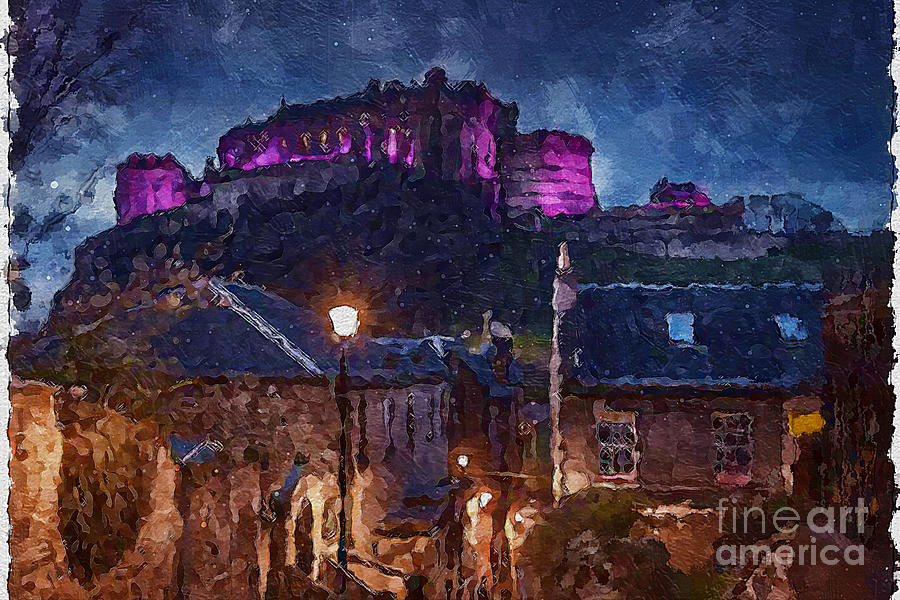 Scotland Houses Castles Edinburgh Night Street lights Cities Digital ...