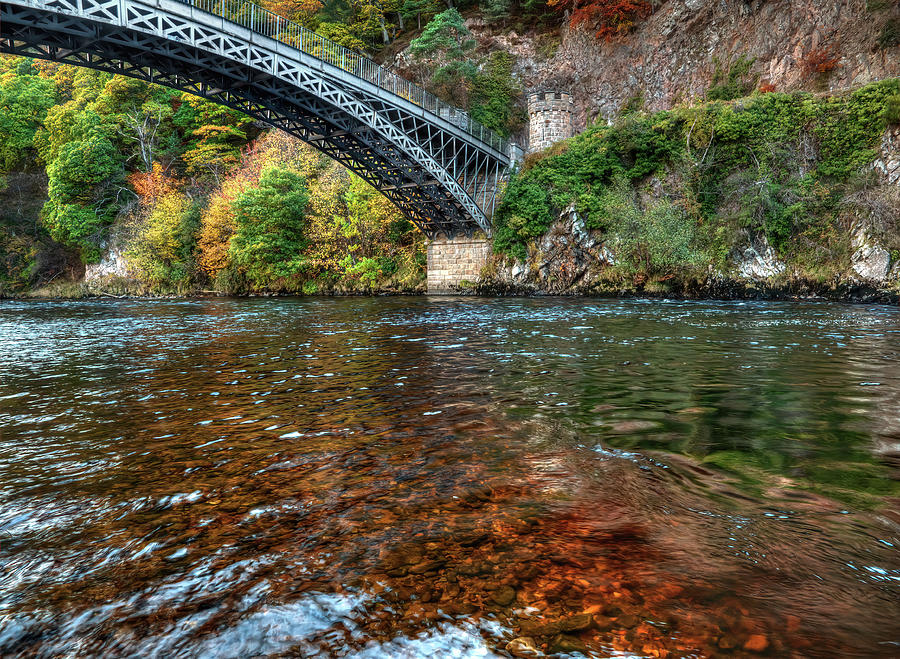 Scotland Thomas Telfords 1812 Craigellachie Bridge River Spey The Whisky Coloured River Digital Art by OBT Imaging