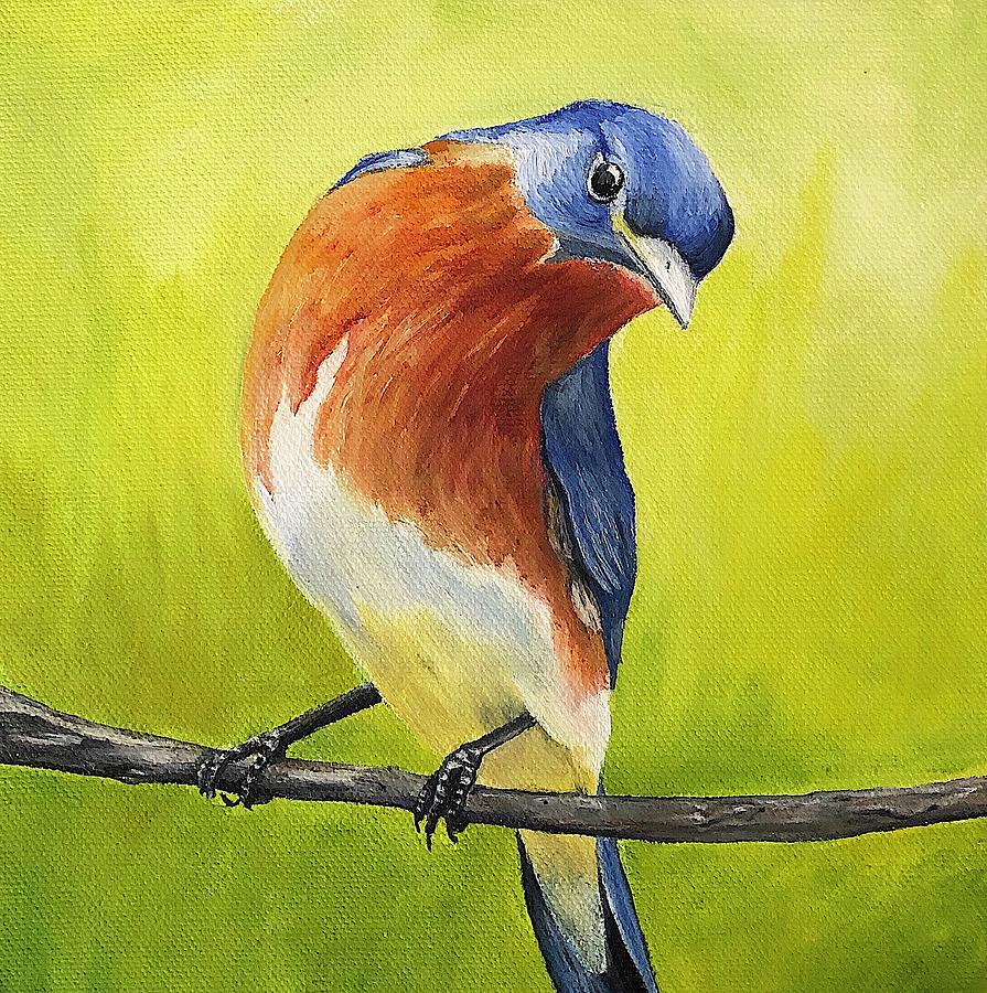 Bird Painting - Scott  Blue Bird by Julie Glass