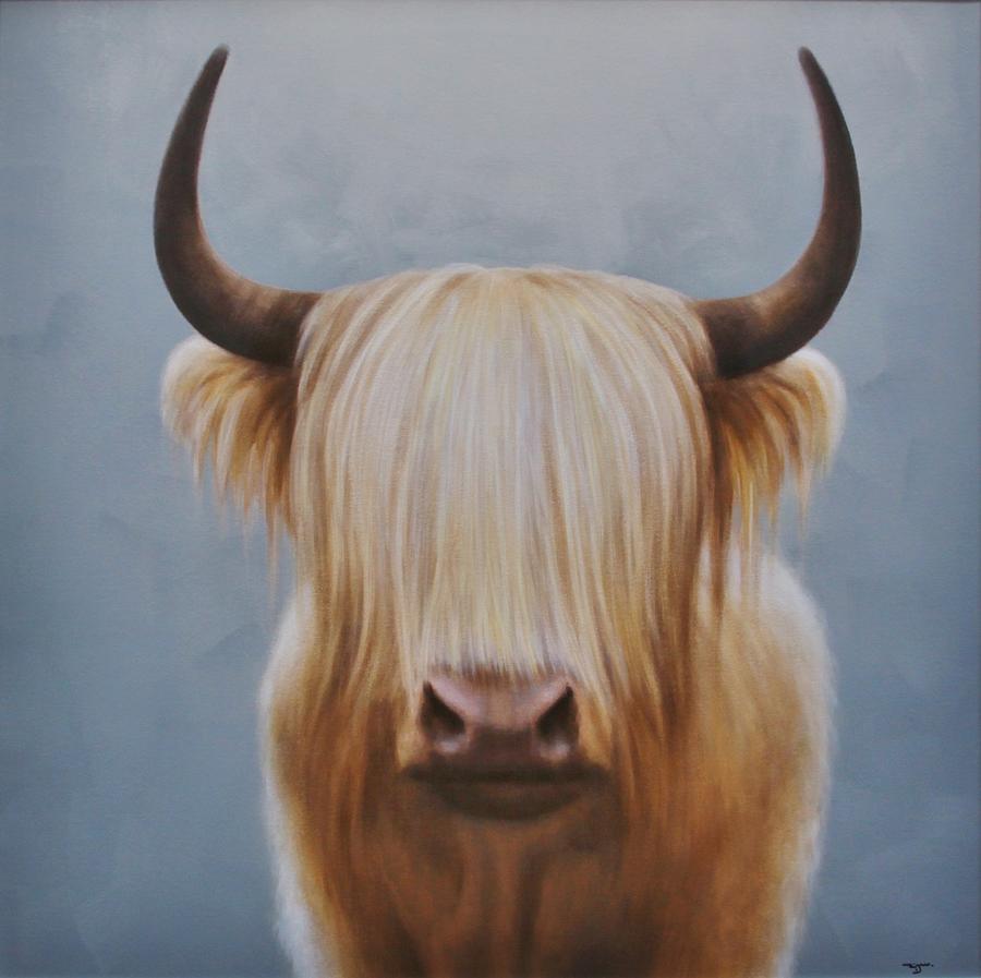 Scott Highland Cattle Painting by Zusheng Yu