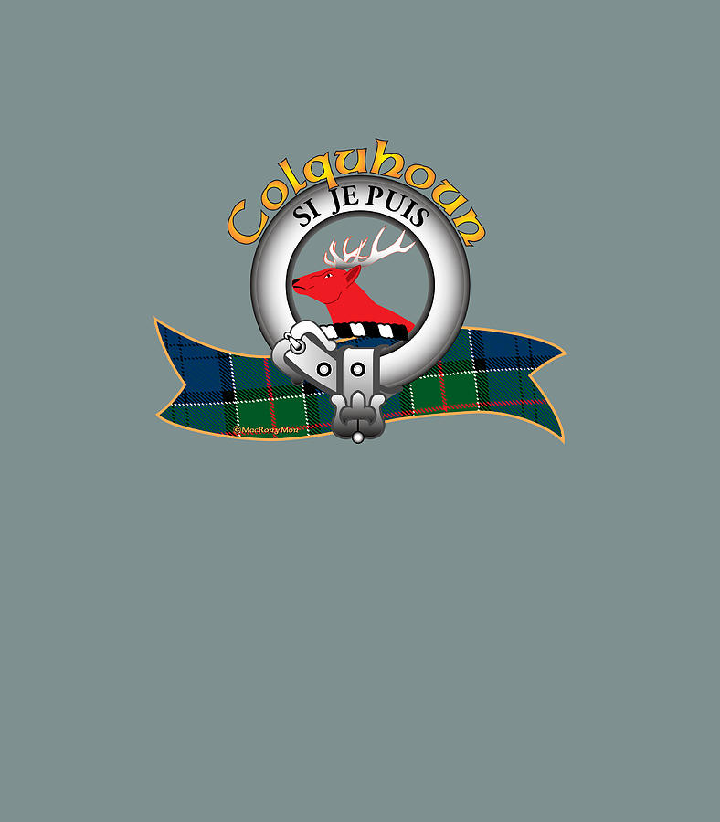 Scottish Colquhoun Clan Tartan Crest A HartS Head Couped Digital Art by ...