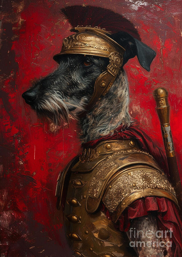 Dog Painting - Scottish Deerhound - adorned in the cloak of a Roman highland hunter, noble and swift by Adrien Efren