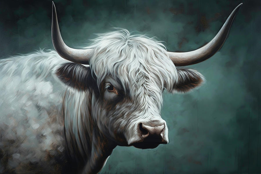 Scottish Highland Bull White Photograph by Athena Mckinzie - Fine Art ...