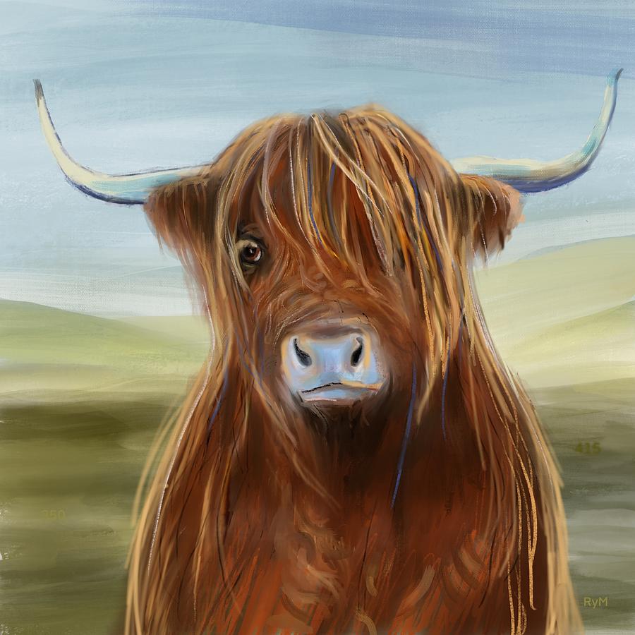 Scottish Highland Cow Digital Art by Ry M - Fine Art America