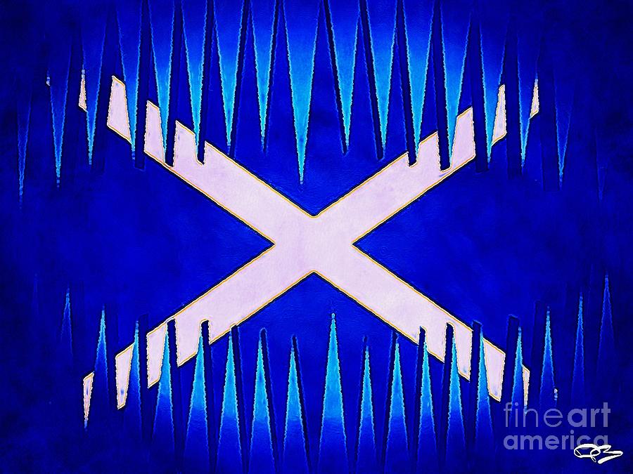 Scottish Saltire with Blue White and Black 2 Digital Art by Douglas Brown