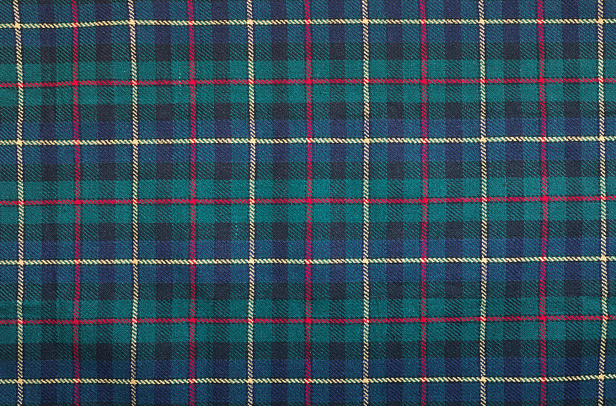 Scottish Tartan Background A Checked Plaid Weave Pattern With Red, Green Blue And Yellow Colours. Photograph