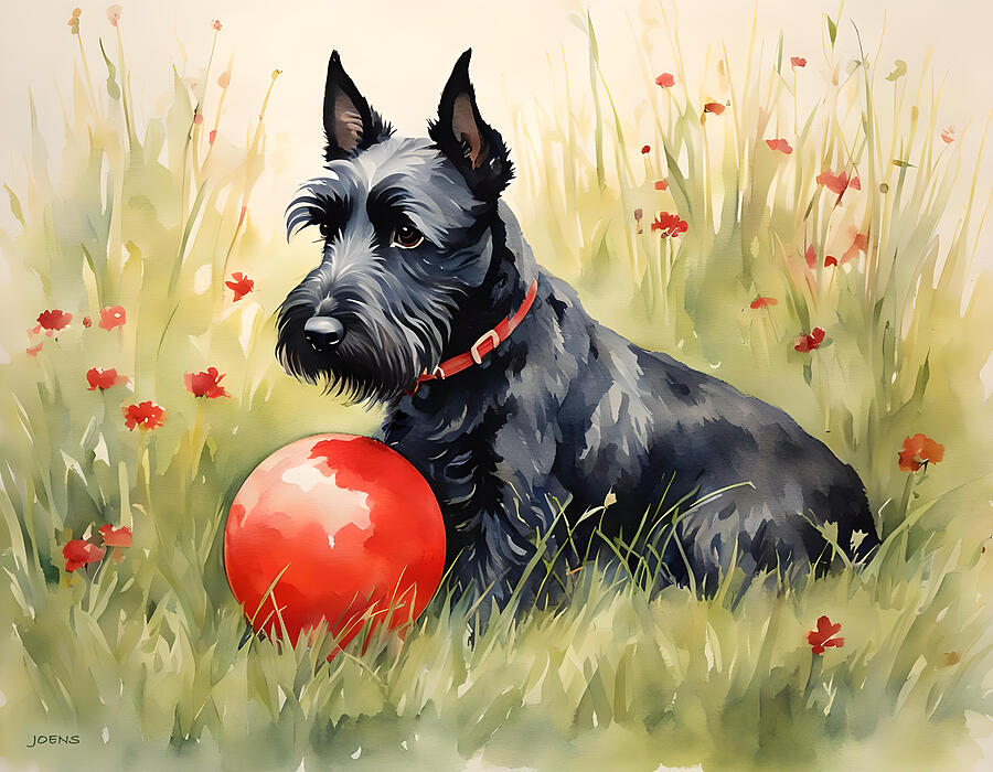 Flower Digital Art - Scottish Terrier by Greg Joens Flower Digital Art - Scottish Terrier by Greg Joens