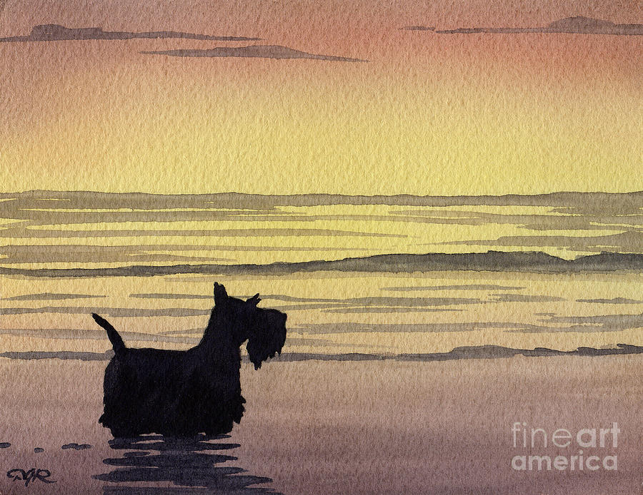 Sunset Painting - Scottish Terrier Sunset by David Rogers