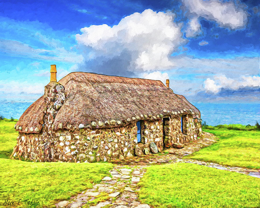 Scottish Thatched Cottage On Skye Digital Art by Mark E Tisdale