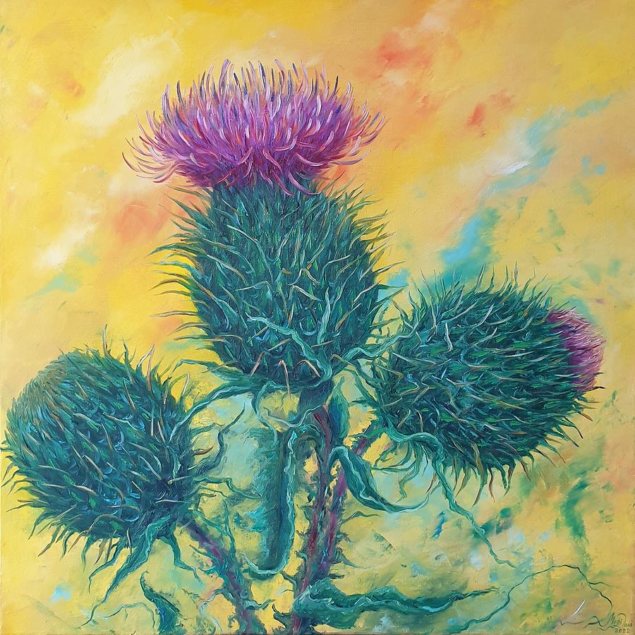 Scottish thistle Painting by Marina Daniluka Fine Art America