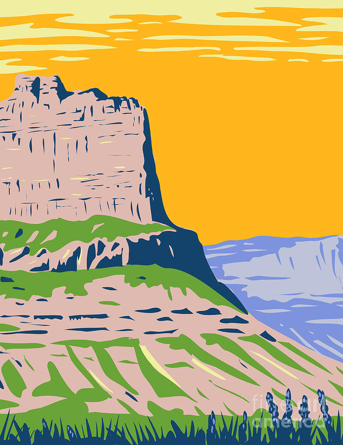 Scotts Bluff National Monument Located Near The City Of Gering In Nebraska Along The North Platte River Wpa Poster Digital Art