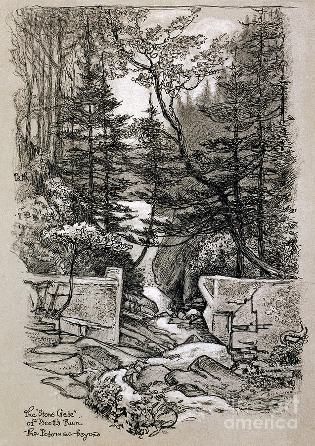 Scotts Run, Virginia, 1918 Drawing by Robert Latou Dickinson