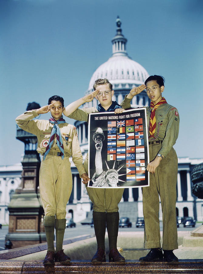 Scouts In Front Of Capitol Helping The War Effort - WW2 - 1943 Photograph by War Is Hell Store