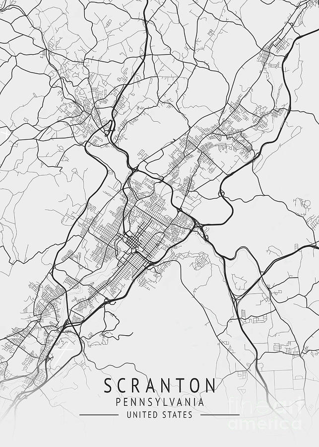 Scranton Pennsylvania Us Gray City Map Digital Art By Tien Stencil Fine Art America 6249