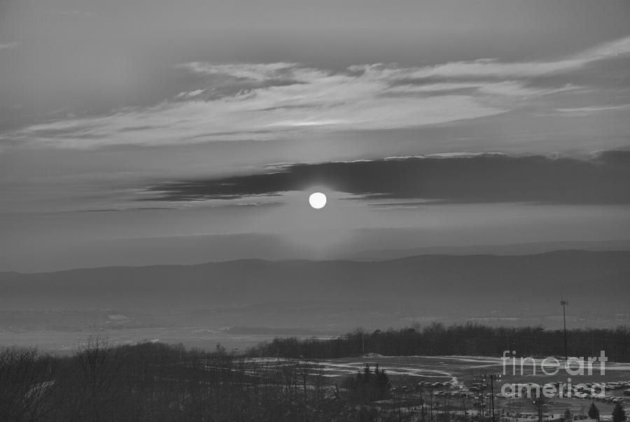 Scranton Montage Mountain Sunset Black And White Photograph by Adam Jewell