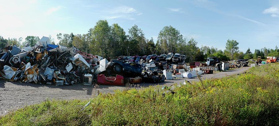Scrapyard -pano complete Photograph by Alan Norsworthy Scrapyard -pano complete Photograph by Alan Norsworthy