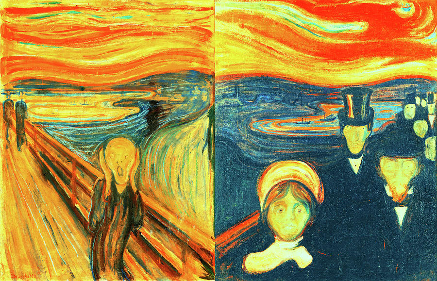 Scream and Anxiety by Edvard Munch - collage Digital Art by Nicko Prints