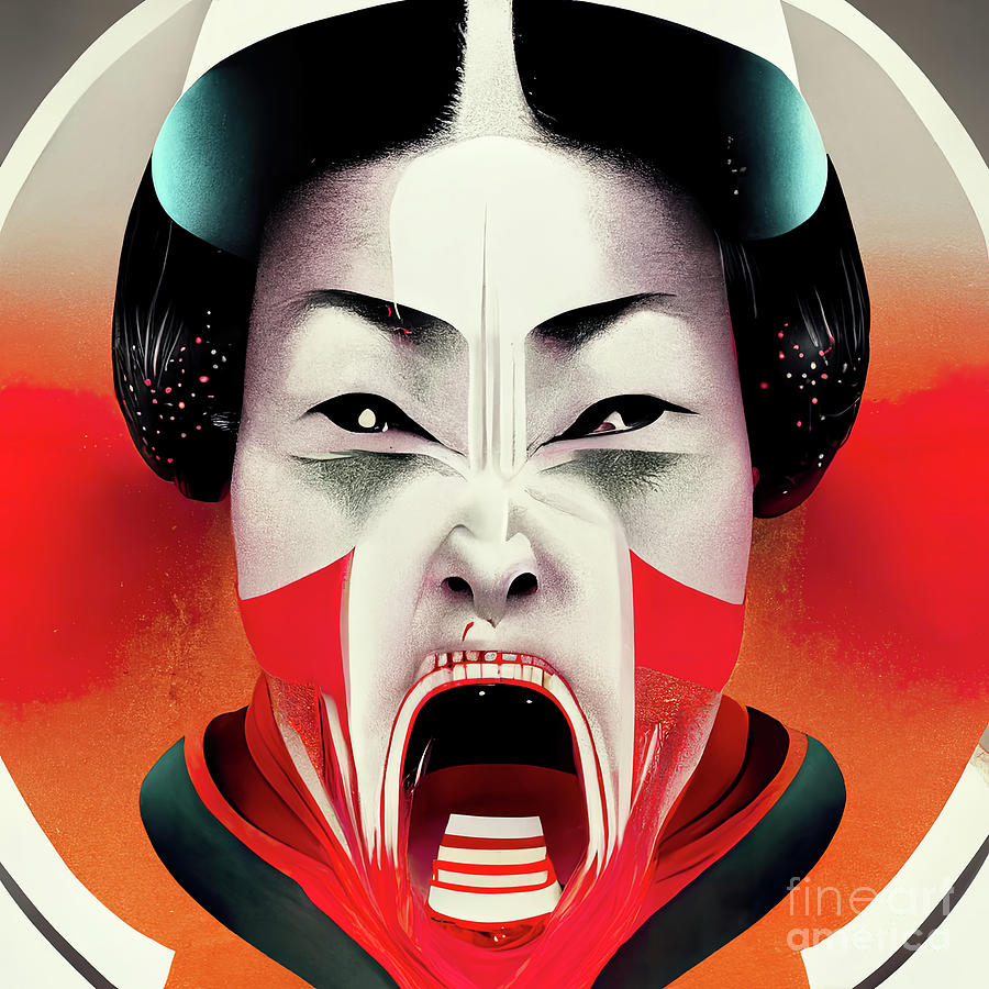 Artificial Intelligence Photograph - Screaming Geisha 02 by Jack Torcello