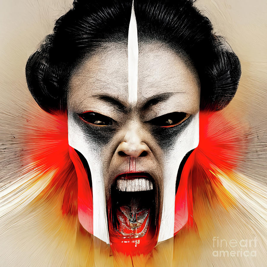 Artificial Intelligence Photograph - Screaming Geisha 07 by Jack Torcello