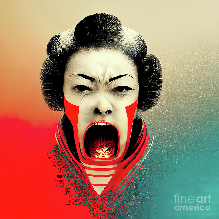 Artificial Intelligence Photograph - Screaming Geisha 11 by Jack Torcello