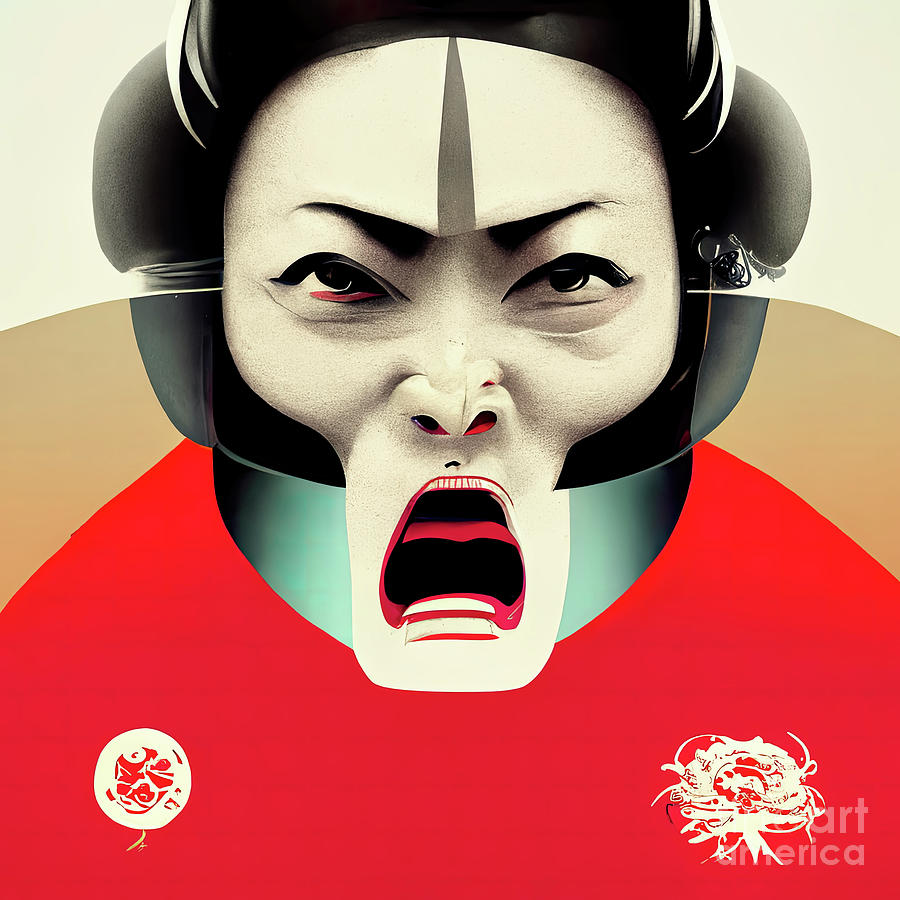 Artificial Intelligence Photograph - Screaming Geisha 12 by Jack Torcello