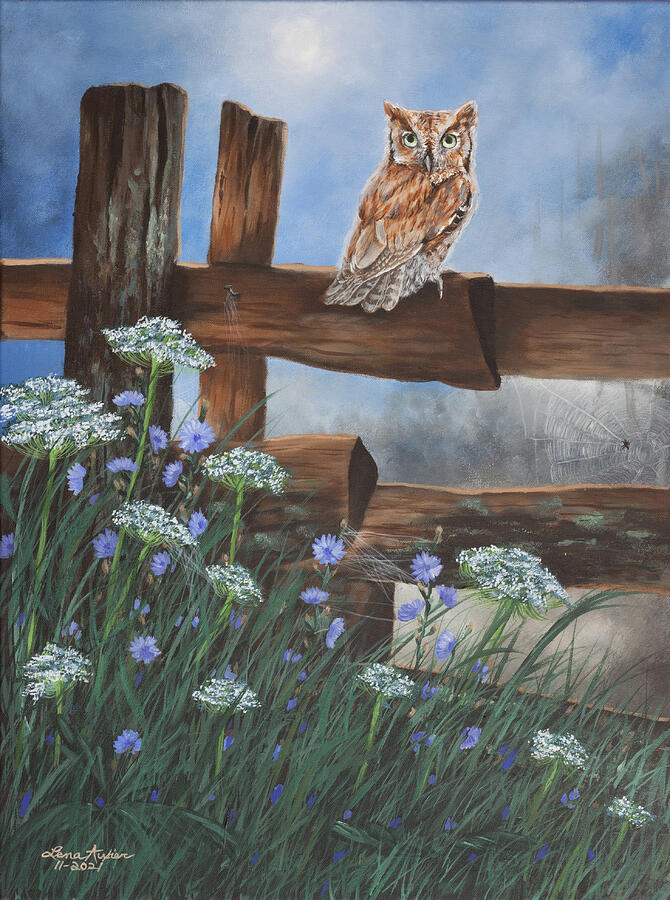 Screech Owl Painting by Lena Auxier