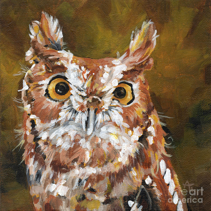 Screech - Owl Painting Painting by Annie Troe