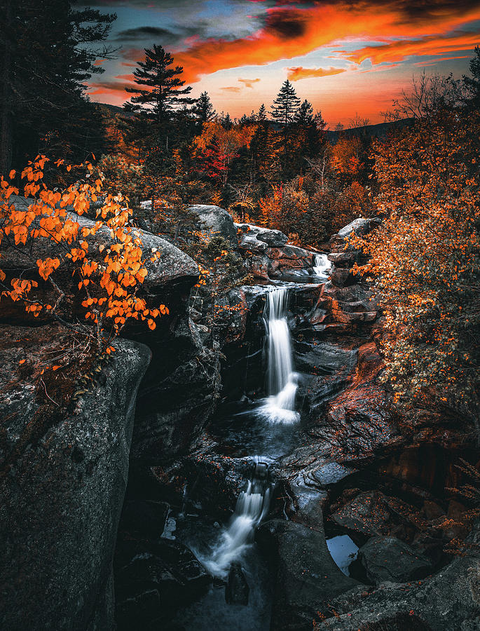 Screw Auger Falls Brilliant Autumn Sunset Photograph by Dan Sproul