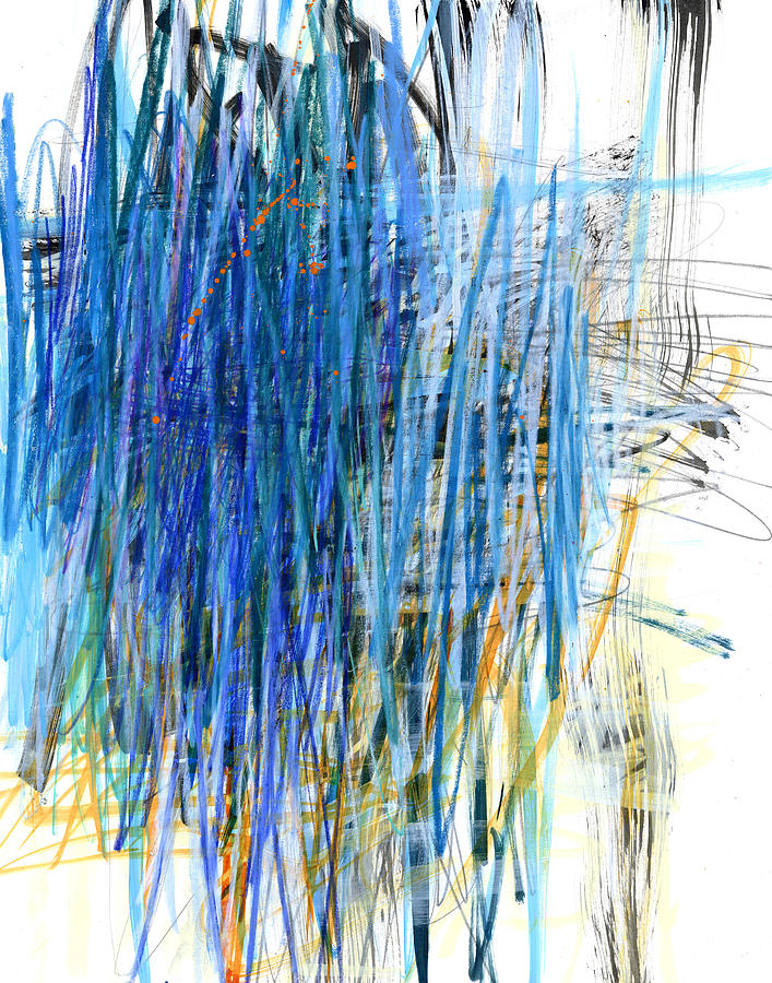 Scribble in Blue #3 Painting by Jane Davies