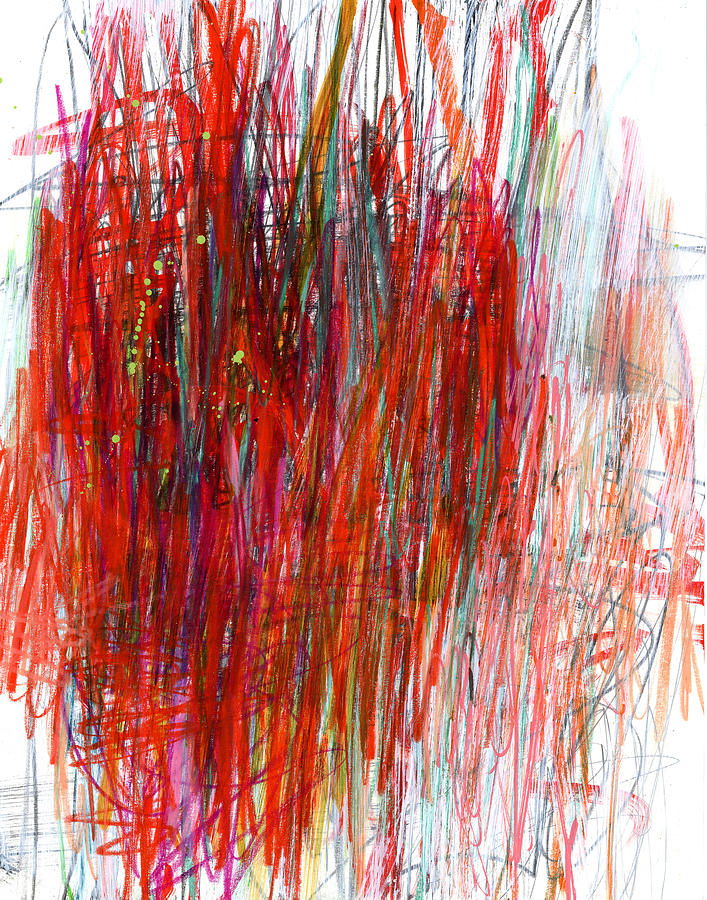 Pattern Painting - Scribble in Red #1 by Jane Davies