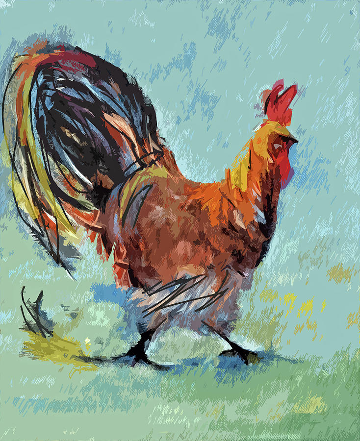 Scribbles Cock Of The Walk Painting by Lisa Kaiser