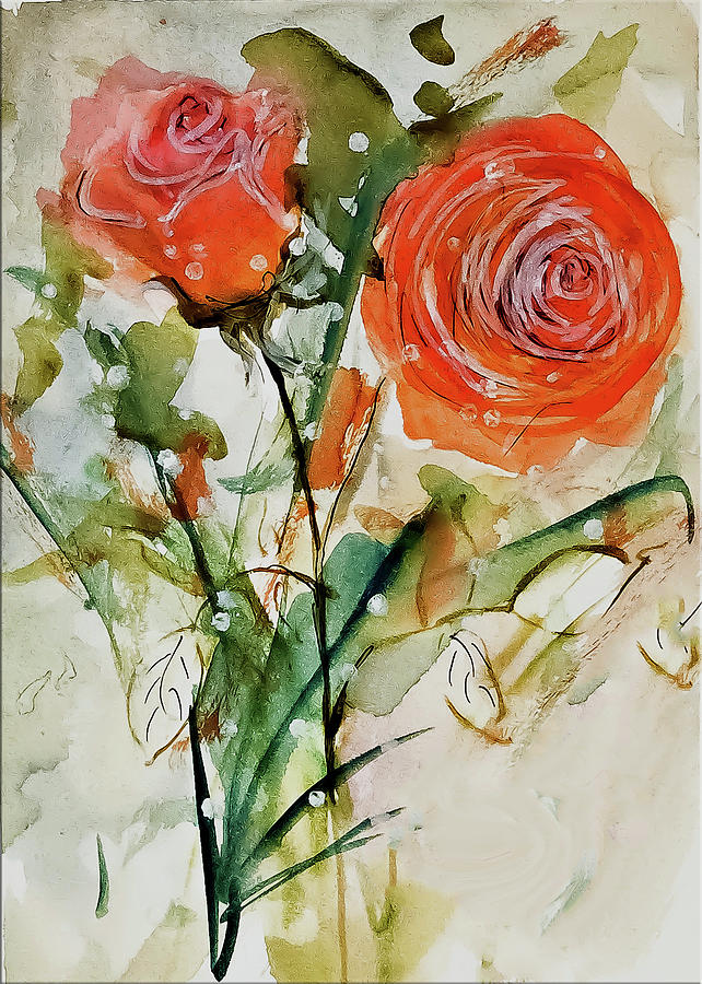 Scribbly Rose Painting by Lisa Kaiser