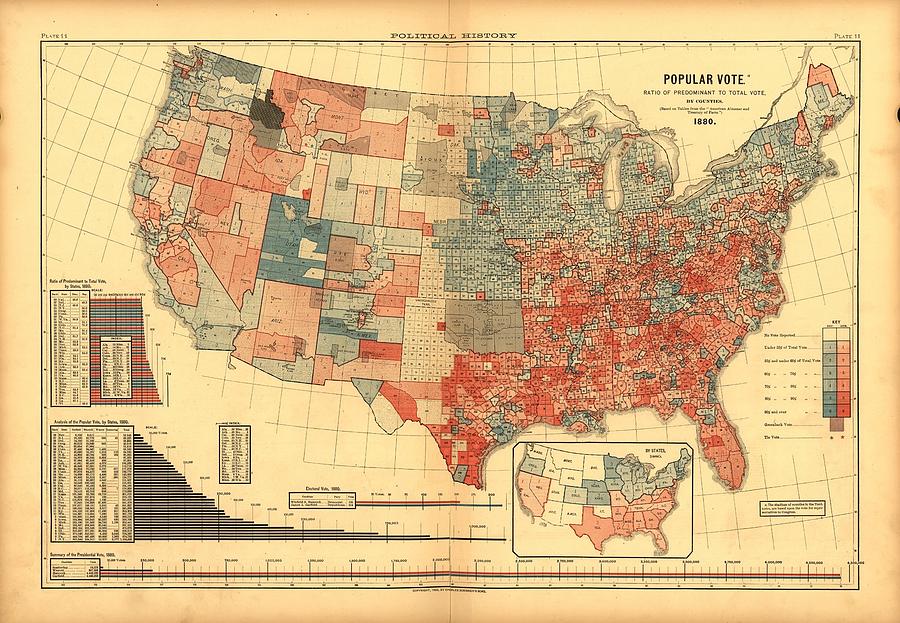 Scribners 1880 Popular Vote1 Timeless Geo Maps 