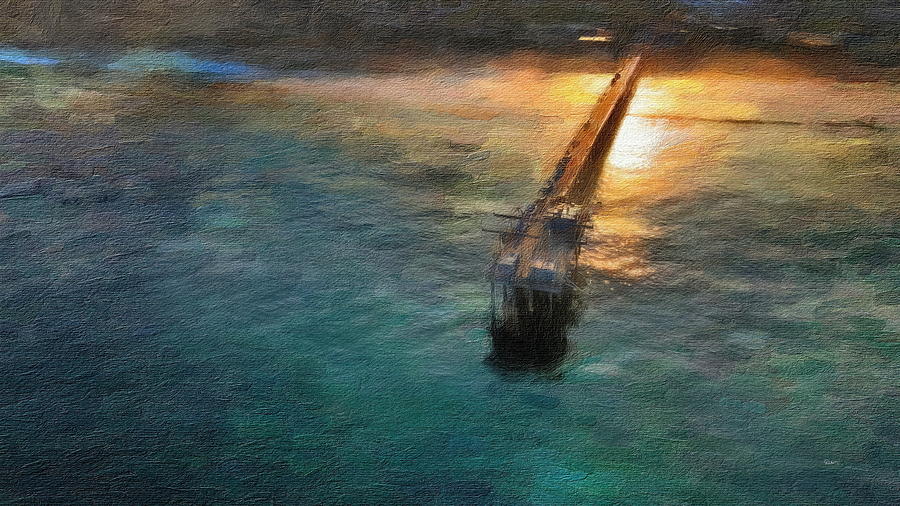 Scripps Pier at Sunrise Digital Art by Russ Harris
