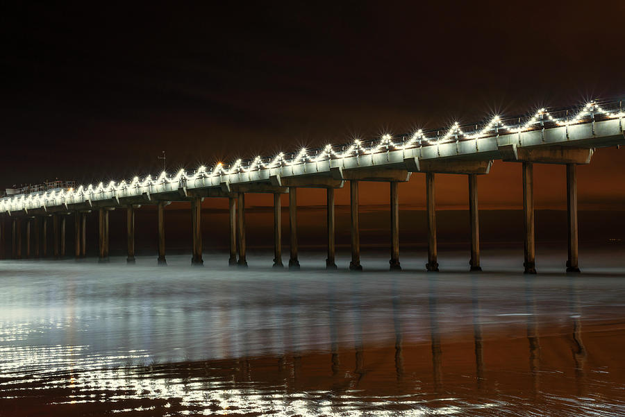 Scripps Pier Holiday Lights Photograph by Joseph S Giacalone