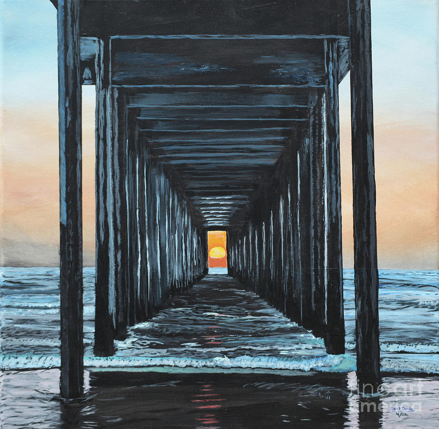 Sunset Painting - Scripps Pier La Jolla Equinox by Ian Donley
