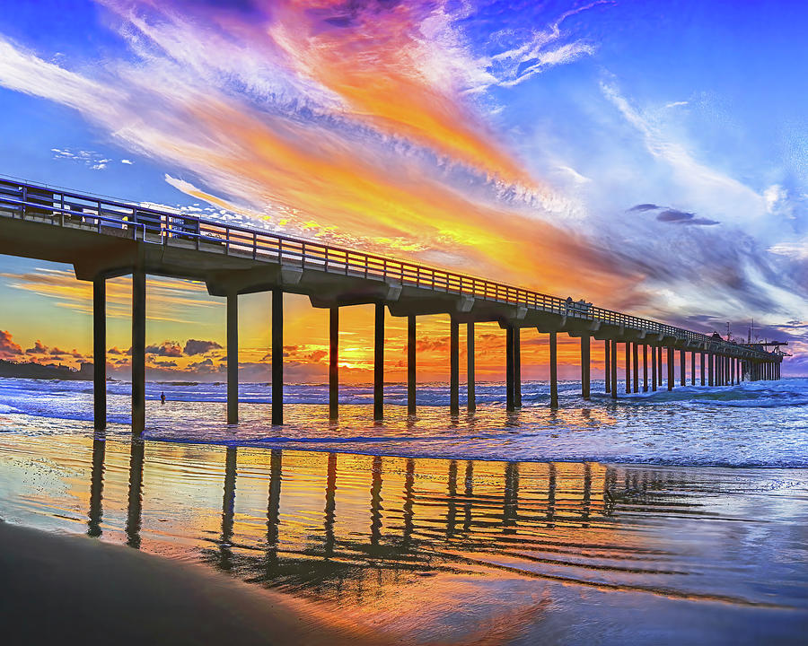 Scripps Pier Sunset, San Diego, California Photograph by Don Schimmel