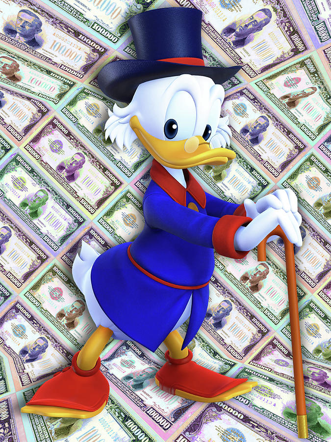 Scrooge McDuck Money Gangsta Rich Cash Bills Pop 1 Painting by Tony Rubino