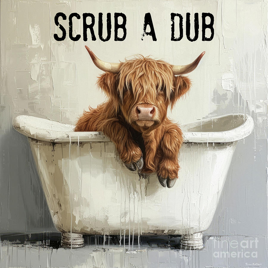 Scrub A Dub Cow Painting by Tina LeCour