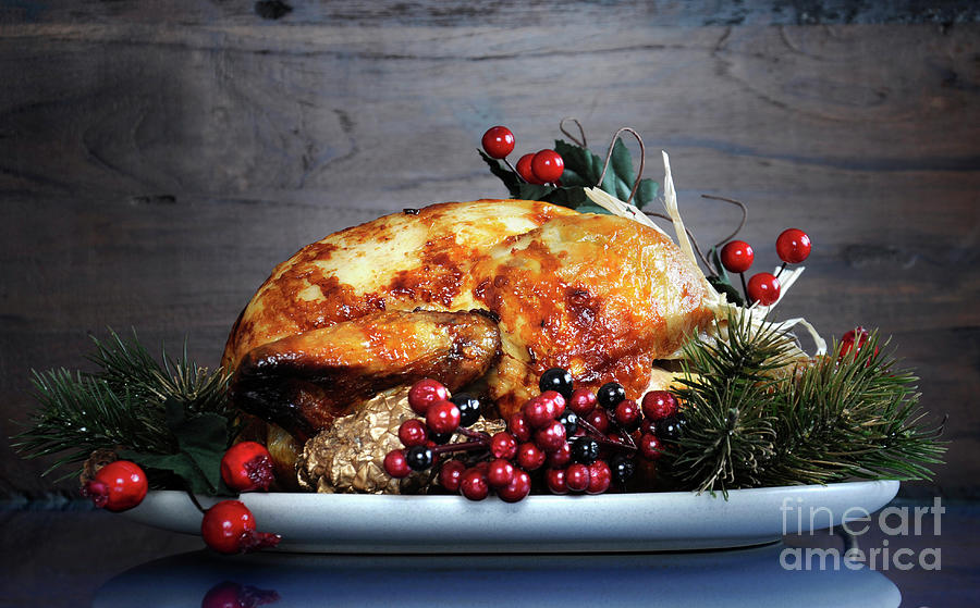 Scrumptious roast turkey on platter Photograph by Milleflore Images