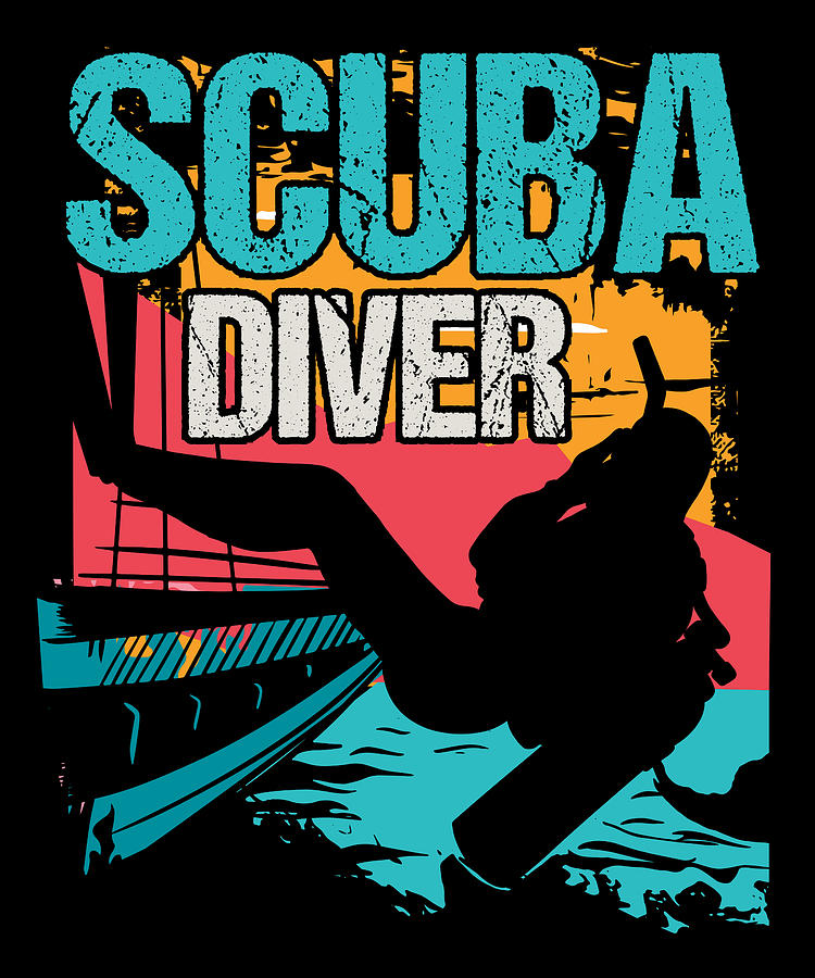 Scuba Diver Vintage Retro Digital Art by Honey Shop Art - Pixels