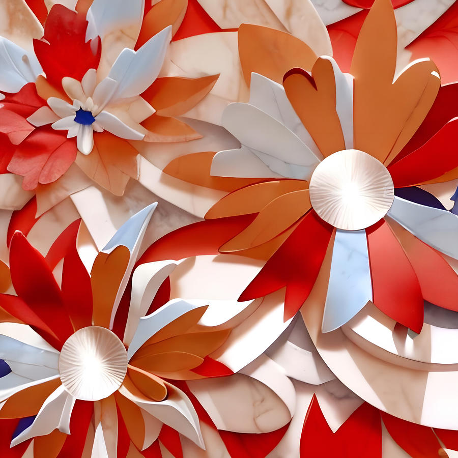 Sculpted Floral Shapes Digital Art