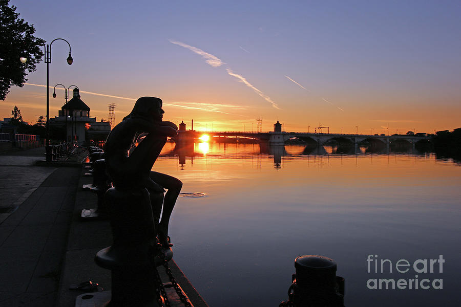 Sculpture of Young Girl on Maumee River at Sunrise Toledo Ohio 7417 Photograph by Jack Schultz