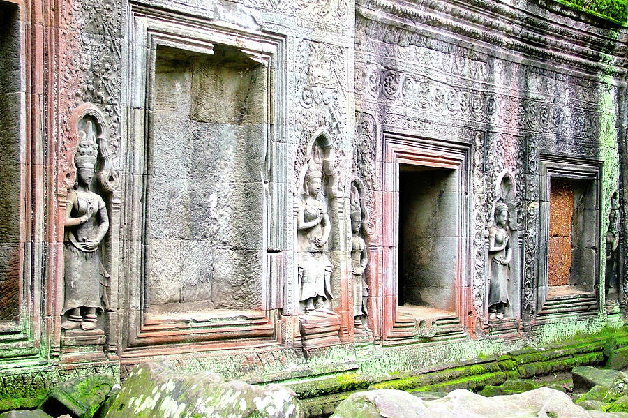 Sculptures of Royalty in Ta Prohm in Angkor Wat Archeological Park, Cambodia  Photograph by Ruth Hager