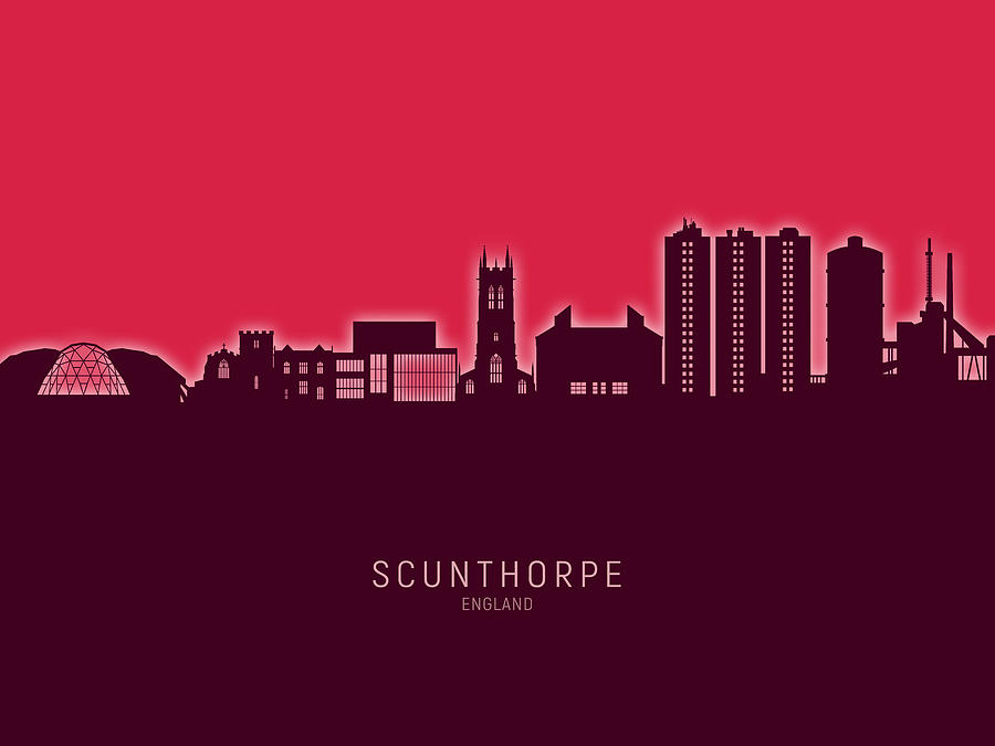 Scunthorpe England Skyline #10 Digital Art by Michael Tompsett