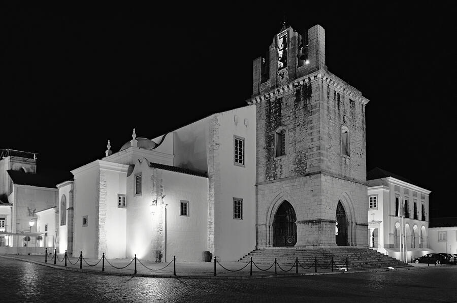 Se Church at night in Faro Photograph by Angelo DeVal
