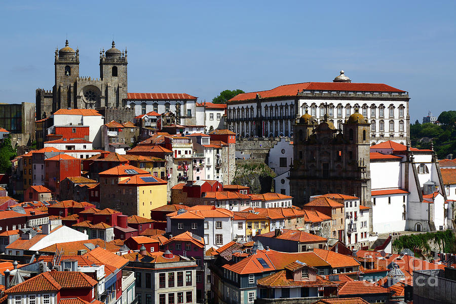 Se do Porto cathedral and Old Town panorama Portugal Photograph by James Brunker