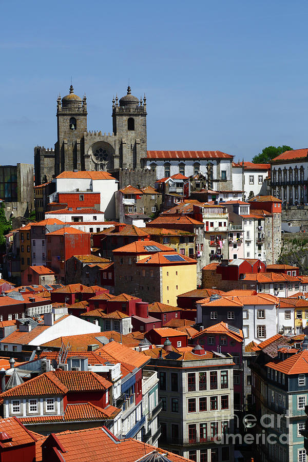 Architecture Photograph - Se do Porto cathedral and rooftops Portugal by James Brunker