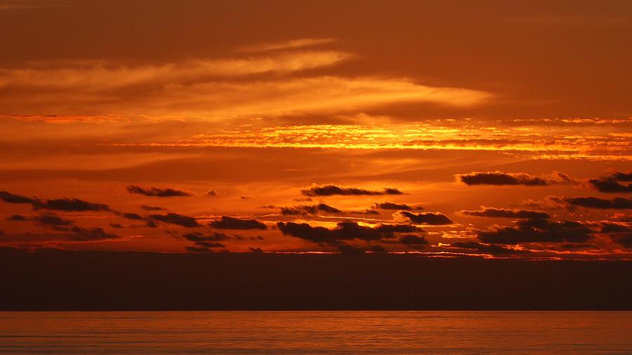 Sunset Photograph - Sea And Sky - All Orange Sunset by Ocean View Photography